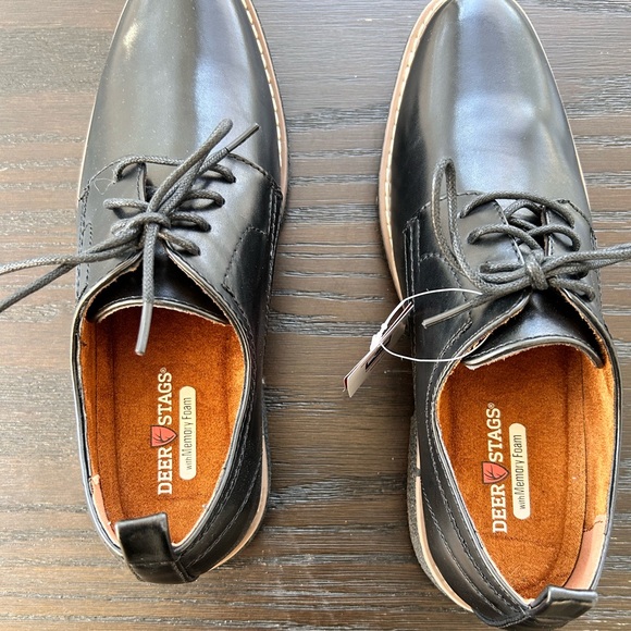 Deer Stags Boys Black Zander Lace up Dress Shoes NWT - Picture 7 of 11